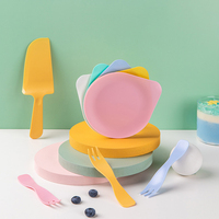Haute qualité jetable 5 pièces assiettes 5 pièces fourchettes gâteau couteau ensemble pour anniversaire mariage gâteau fête fournitures vaisselle ensemble
