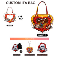 Sacs à bandoulière en cuir PU personnalisés OEM ODM, design gothique tête de mort flamme, sacs Ita, sacs à main fantaisie pour fans d'anime