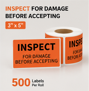 3x5 Inch Inspect For Damage Before Accepting Shipping <b>Labels</b> - Product Image 1