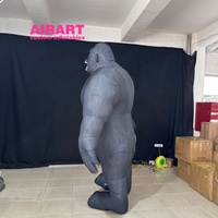 Costume de gorilles de simulation gonflable noir pour l'activité de performance, costume de singe gonflable de défilé