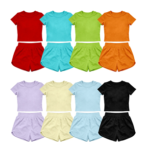 Ensemble de 2 pièces pour petites filles, t-shirt et short décontractés d'été, couleur unie, vêtements de yoga et de sport, vêtements pour sœurs, vêtements pour enfants - Product Image 2