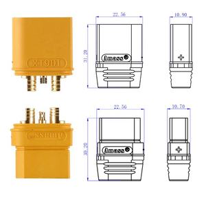 Amass XT90I Steckverbinder 4,5mm <span class=keywords><strong>Bullet</strong></span>-Stecker 2+2 mit Signalpin Stecker-Buchse-Verbinder für RC Lipo-Akku Drohnen - Product Image 5