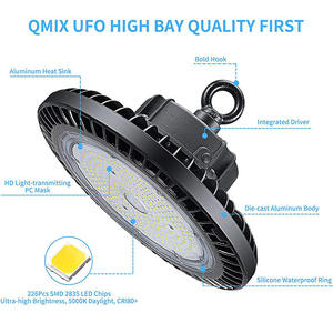 Lampu High Bay LED <span class=keywords><strong>UFO</strong></span> Industri 6500K 200w Dimmable 350w 400w 300 Watt <span class=keywords><strong>2026</strong></span> Baru 0-10v Industri 200w untuk Gudang - Product Image 3