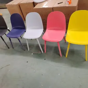 Fabrika sıcak satış basit renkli klasik beyaz sarı PP restoran sandalye tasarım olay için istiflenebilir plastik yemek odası sandalyesi