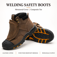 Bottes de sécurité en cuir personnalisées avec protection métatarsienne, embout composite, semelle intermédiaire anti-perforation et semelle en caoutchouc pour la vente en gros