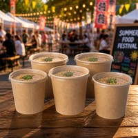 Contenants alimentaires de haute qualité pour emporter, commande en gros, gobelets à soupe en papier personnalisés avec couvercle