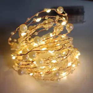 海洋珍珠珠子串灯仙女灯电池供电生日派对新年DIY家居壁炉架装饰