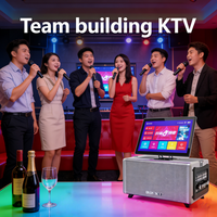 GENCE Enceinte KTV Intelligente Portable avec Écran Tactile RGB, Micros Sans Fil UHF Doubles, Basses HiFi, pour Fêtes à Domicile et Extérieur (Bluetooth 5.0)