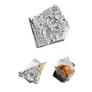 Papel de Aluminio con Logotipo Personalizado, Papel para Hornear Encerado Antigrasa con Revestimiento de PE, Envoltorio para Alimentos, Hamburguesas y Sándwiches para Restaurantes - Product Image 1