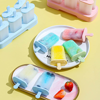 Moule à glaces coloré à 6 cavités avec couvercle, réutilisable, pour la fabrication de glaces maison et de collations glacées d'été