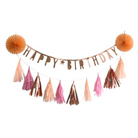 EASTTERN Prix de gros usine Kit de fête d'anniversaire mini durable avec guirlande de lettres, éventail en papier et pompon pour enfants, fournitures pour usage intérieur