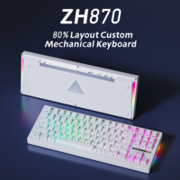 Clavier mécanique sans fil ZORNHER ZH870 White Spider Web avec rétroéclairage RGB, touches gravées latéralement, tri-mode, interrupteurs silencieux pour le gaming