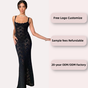 <span class=keywords><strong>Vestido</strong></span> sin Mangas Elegante Maxi para Mujer, Ropa de Verano, Nuevo Estilo Moderno, Sexy, Casual, Ajustado, Transparente, de Encaje, <span class=keywords><strong>Vestido</strong></span> de Fiesta de Diseñador - Product Image 2