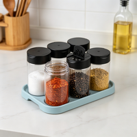 Pot de rangement cylindrique transparent en PET de 220 ml avec couvercle noir à rabat large pour aliments, collations, produits secs, articles ménagers solides