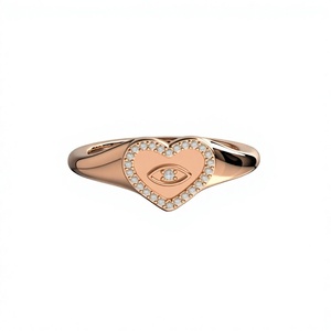 Bague de luxe en forme de cœur, sertie de diamants ronds de laboratoire, avec motif œil, style romantique, pour un usage quotidien féminin - Product Image 1