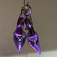 Sandales à talons pour femmes, Sexy, violets, en strass, en cristal, à lacets, uniques, en diamant, chaussures de fête, nouvelle collection, 2023
