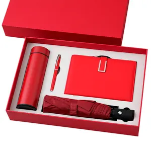 Complete Business Gift Set for Thanksgiving Including Umbrella Pen Notebook Bottle for Businessmen in Insurance Industry