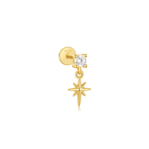 CANNER Hot-sell Jewelry Single Fashionable <b>Star</b> Long Tassel <b>Moon</b> Piercing Stud <b>Earring</b> - Product Image 4