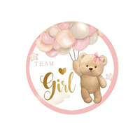Badges en fer blanc à motif Ours de dessin animé Party Dots pour garçons et filles, pour la révélation du sexe, les baby showers, les fêtes d'anniversaire, les cadeaux et la décoration