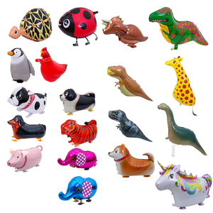 Globos de Animales Impresos en Lámina, Decoración para Fiestas de Cumpleaños, Unisex, Redondos, para Niños, Perro, Dinosaurio, Vaca, Animales de Granja - Product Image 1
