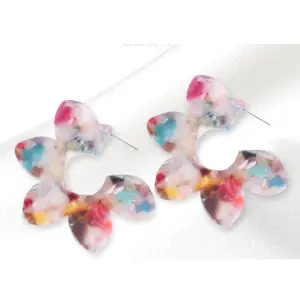 wholesale lucite flower hoop earring geometry earring for women and girls