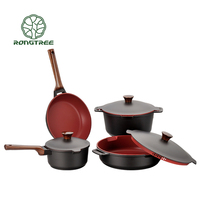 Poêle à frire antiadhésive en aluminium moulé de 24cm Design en bois Soft Touch Die-Cast Process Induction Cooker