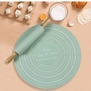 Kids Set Non Stick Silicone and Round <b>Pastry</b> Silicon Rolling Pin With Non-Stick Mat - Product Image 2