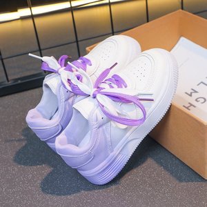 Baskets compensées dégradées pour femmes, chaussures décontractées blanches printemps-automne pour filles, tige en PU respirante, style universitaire, course à pied - Product Image 3