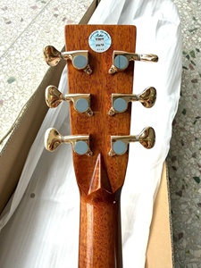 Guitarra Acústica D42 Estilo Vintage, Totalmente de Abeto Macizo y Madera con Figuras Doradas, Guitarra Folk con Diapasón de Palisandro y Concha de Abulón - Product Image 5