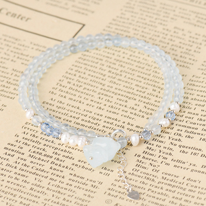 Collier en perles d'aquamarine naturelle pour femme, tendance, argent 925, cadeau de mariage - Product Image 2