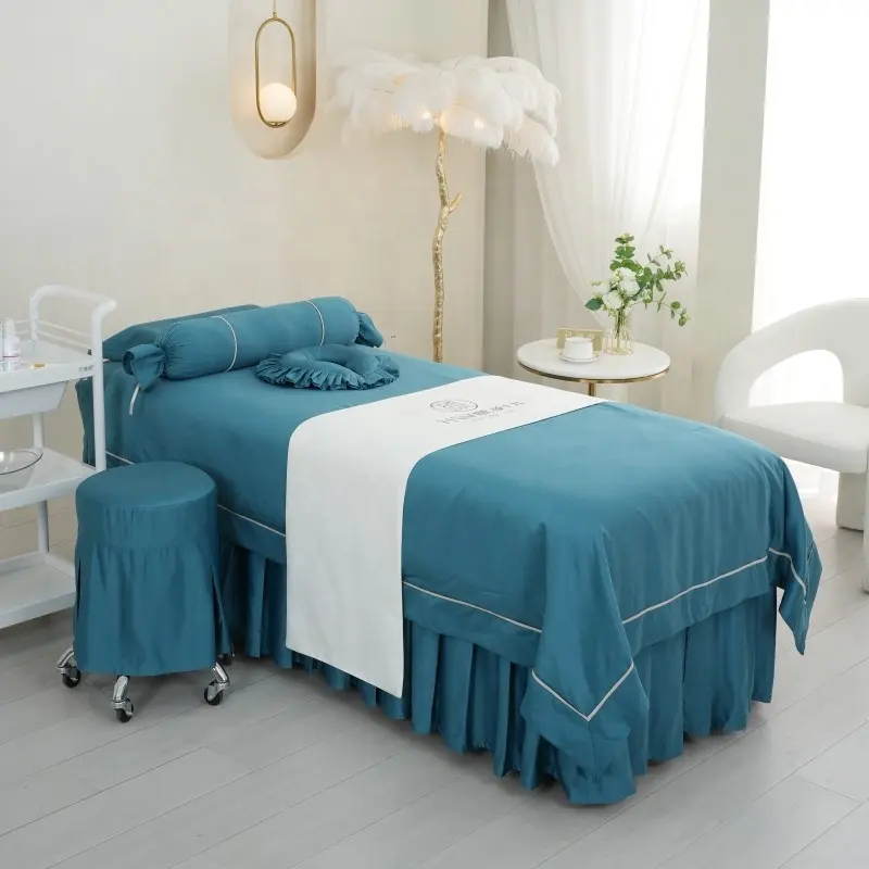 High Quality 4pcs Beauty Salon Bedding Sets Massage Spa Bed Linens Sheets Massage Spa bed Cover Set