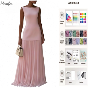 <span class=keywords><strong>Abito</strong></span> <span class=keywords><strong>lungo</strong></span> <span class=keywords><strong>da</strong></span> donna elegante quotidiano Casual e formale <span class=keywords><strong>da</strong></span> <span class=keywords><strong>sera</strong></span> plissettato Maxi <span class=keywords><strong>abito</strong></span> plissettato <span class=keywords><strong>da</strong></span> barca senza maniche - Product Image 1