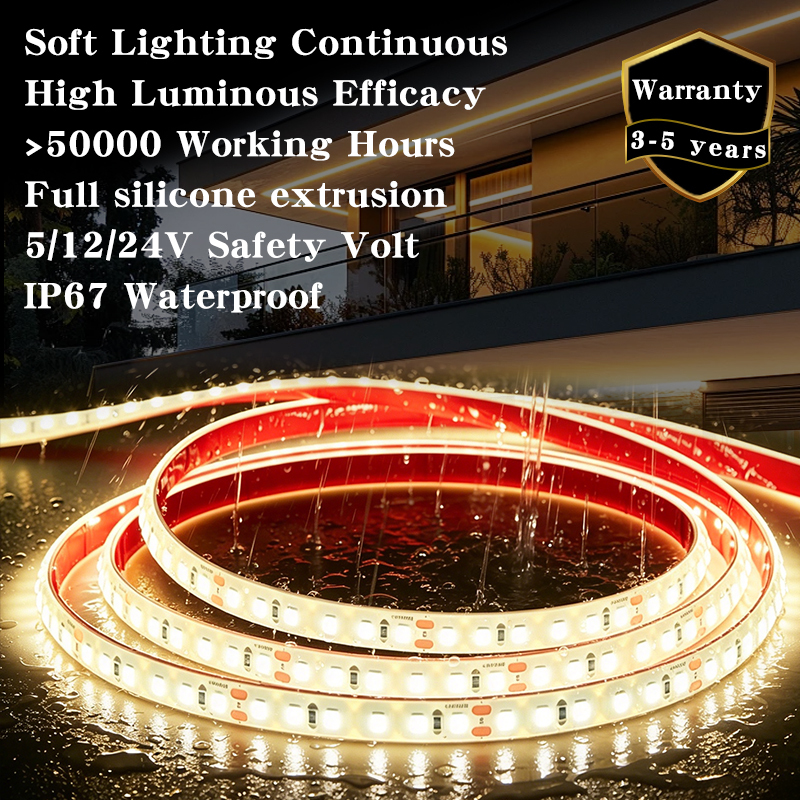 RoHS,CE LED Strip Light 12V 24V Waterproof 2700K,3000K,4000K,6500K Light String 10mm IP67 for Garden,Home,Mall,Outdoor Project