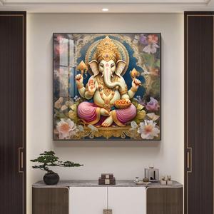 Decoración del Hogar Personalizada al por Mayor con Impresión de Alta Definición, Cuadro de Porcelana de Cristal Cuadrado con Elefante Abstracto, Marco LED - Product Image 5