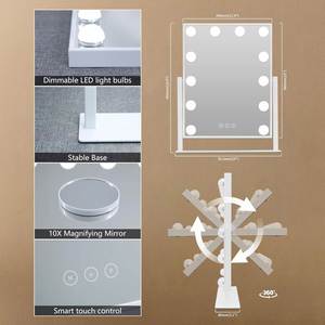 Dimmable <b>LED</b> for Glam Vanity <b>Mirror</b> Touch Sensor Switch Birthday Cosmetic Use Desktop Style <b>Makeup</b> <b>Mirror</b> HD Glass Finish - Product Image 3