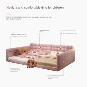 Ensemble de lit de chambre moderne en <span class=keywords><strong>tissu</strong></span> avec cadre en bois rembourré Tatami, idéal pour la famille, grand lit pour chambre principale, ne gêne pas les autres. - Product Image 4