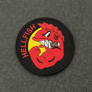 Pronto per la Spedizione: Patch in Tessuto Ricamato Tattico Rotondo Hellfish Team, Distintivo Personalizzato con Velcro Adatto per Caschi e Cappellini da Baseball - Product Image 1