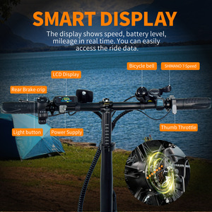 Vélo électrique pliable à pneus larges de 20 pouces, 7 vitesses, moteur sans balais, batterie au lithium 48V 15Ah, couple élevé, portable, pour adultes, tout-terrain, neige, plage - Product Image 2