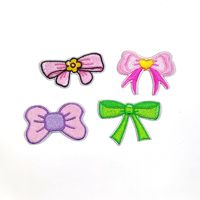 Patchs brodés auto-adhésifs en forme de nœud et de fleur, appliques pour vêtements de poupée, décoration de vêtements DIY, réparation, étiquettes brodées