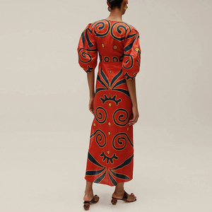 Maxi abito con nodo anteriore con maniche a sbuffo in <span class=keywords><strong>misto</strong></span> <span class=keywords><strong>lino</strong></span> iphoov Kaya - Product Image 6