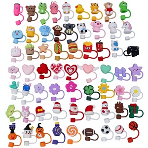 Accesorios para vasos en stock: Tapa <span class=keywords><strong>de</strong></span> pajita decorativa con diseño floral, tapón <span class=keywords><strong>de</strong></span> pajita <span class=keywords><strong>de</strong></span> 10mm para vasos <span class=keywords><strong>de</strong></span> café helado, envasado en bolsa, <span class=keywords><strong>de</strong></span> fábrica - Product Image 2