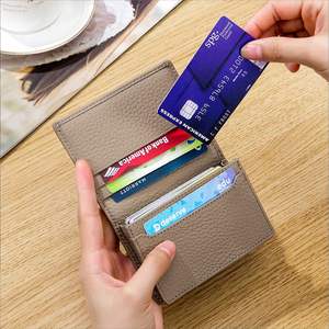 Porte-cartes en cuir texturé de style rétro, multi-usages, avec pochette à soufflets pour cartes de crédit et de visite, haute qualité, fabrication OEM - Product Image 1