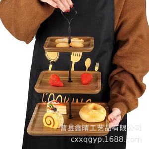 Acacia Wood <b>3</b> <b>Tier</b> Dessert Tray Square Reusable <b>Cake</b> <b>Stand</b> For Party Adult Modern Style - Product Image 2