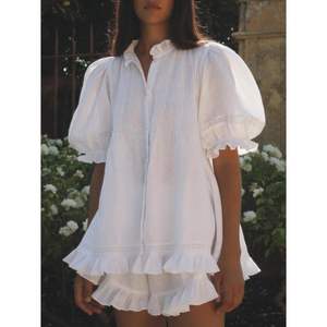 Conjunto de Dos Piezas Blanco Personalizado 2026 para Mujer, Camisa de Manga Abullonada y Pantalones Cortos, Tela Oxford Transpirable, Estilo Casual para Primavera/Verano, Tallas S, M, L, XL, 2XL - Product Image 2