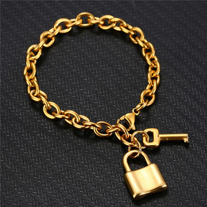 2023 <span class=keywords><strong>san</strong></span> <span class=keywords><strong>valentino</strong></span> bracciale in acciaio al titanio placcato oro 18 carati Love Lock bracciale con serratura e chiave in acciaio inossidabile 316L <span class=keywords><strong>per</strong></span> coppia - Product Image 5