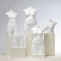 Manekin Torso Setengah Badan dari Fiberglass yang Tahan Lama dengan Finishing Putih Matte, Manekin Tanpa Kepala untuk Pajangan Pakaian