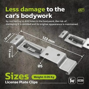 Soporte Rectangular para <span class=keywords><strong>Matrícula</strong></span> de Coche, de Acero Inoxidable con Resorte, Abrazaderas para <span class=keywords><strong>Remolque</strong></span>, Clip de Fijación Negro - Product Image 6