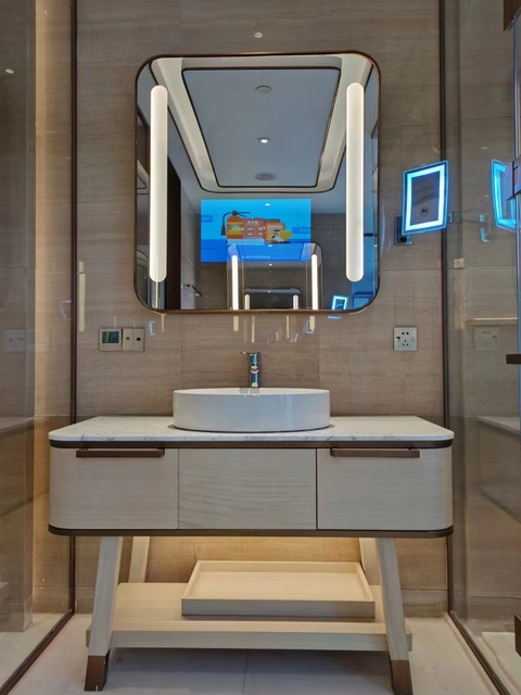High Quality Modern Rectangle Android Smart Touchscreen Mirror WiFi Bluetooth Waterproof Hotel Villa Bathroom Smart TV
