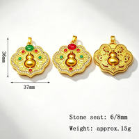 Nouveau Pendentif Gourde Chinoise Ruyi Lock avec Incrustation de Strass, Émail et Filigrane Creux Vintage pour la Création de Colliers et Bijoux DIY