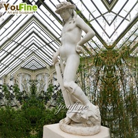 Statue de David de Michelangelo en marbre blanc sculptée à la main grandeur nature, reproduction célèbre pour la décoration de jardin et de musée